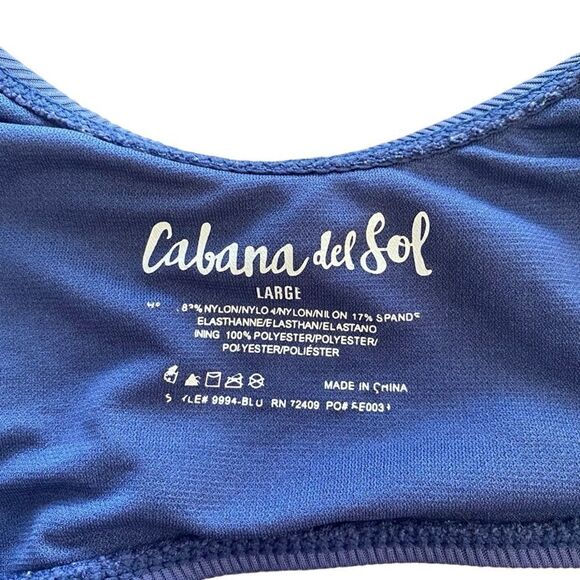 Cabana de Sol Swimsuit Snap Front Tie Bikini Top Large Blue - Picture 4 of 4